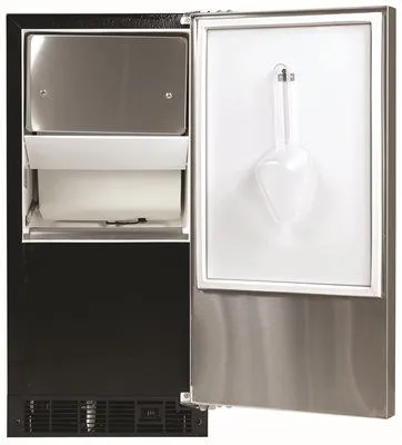 Aga Marvel 15 In. Wide' Clear Ice Machine With Drain Pump' Ada Compliant' Black/Stainless Steel' Right Hand Door Swing