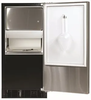 Aga Marvel 15 In. Wide' Clear Ice Machine With Drain Pump' Ada Compliant' Black/Stainless Steel' Right Hand Door Swing