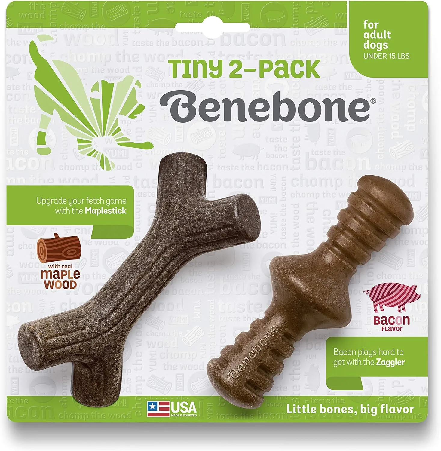 Benebone Tiny  Maplestick/Zaggler 2-Pack, Dog Toy