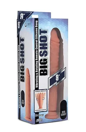 BIG SHOT 9" ROTATING RECHARGEABLE LIQUID SILICONE DONG WITHOUT BALLS