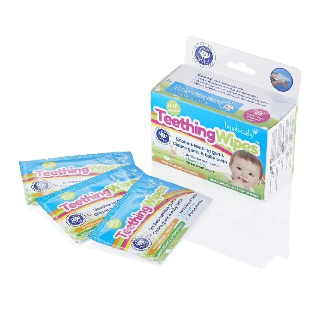 Biodegradable Baby Teething Wipes | Teething Remedies For Babies - 6 Pack
