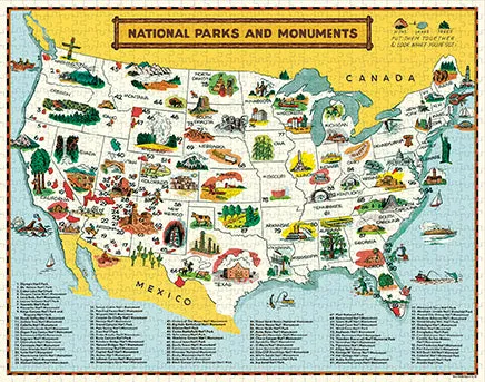 Cavallini & Co. National Parks Map 1000 Piece Puzzle