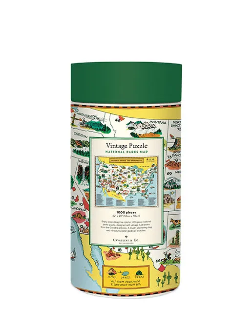 Cavallini & Co. National Parks Map 1000 Piece Puzzle