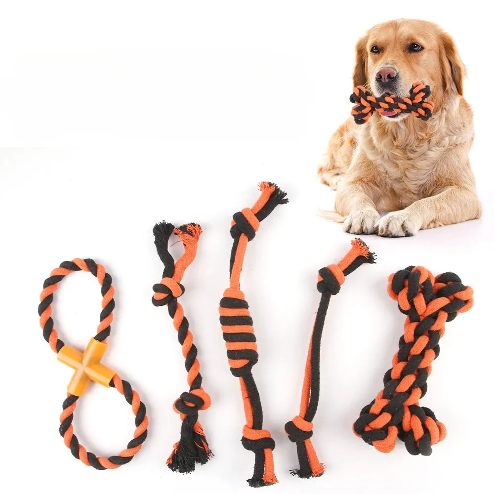 Dog Chew Toys - Durable Knot Rope Ball and Dumb bell