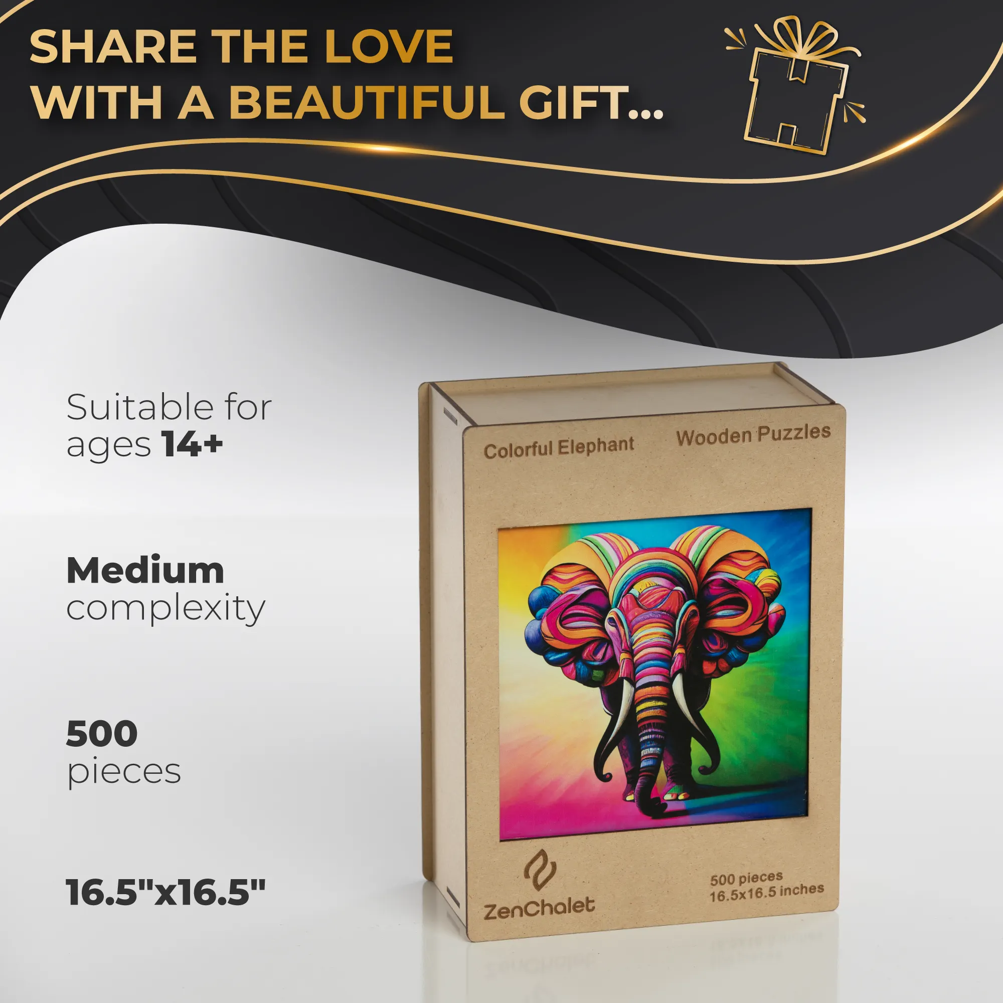 Elephant 500 Piece Wooden Jigsaw Puzzle