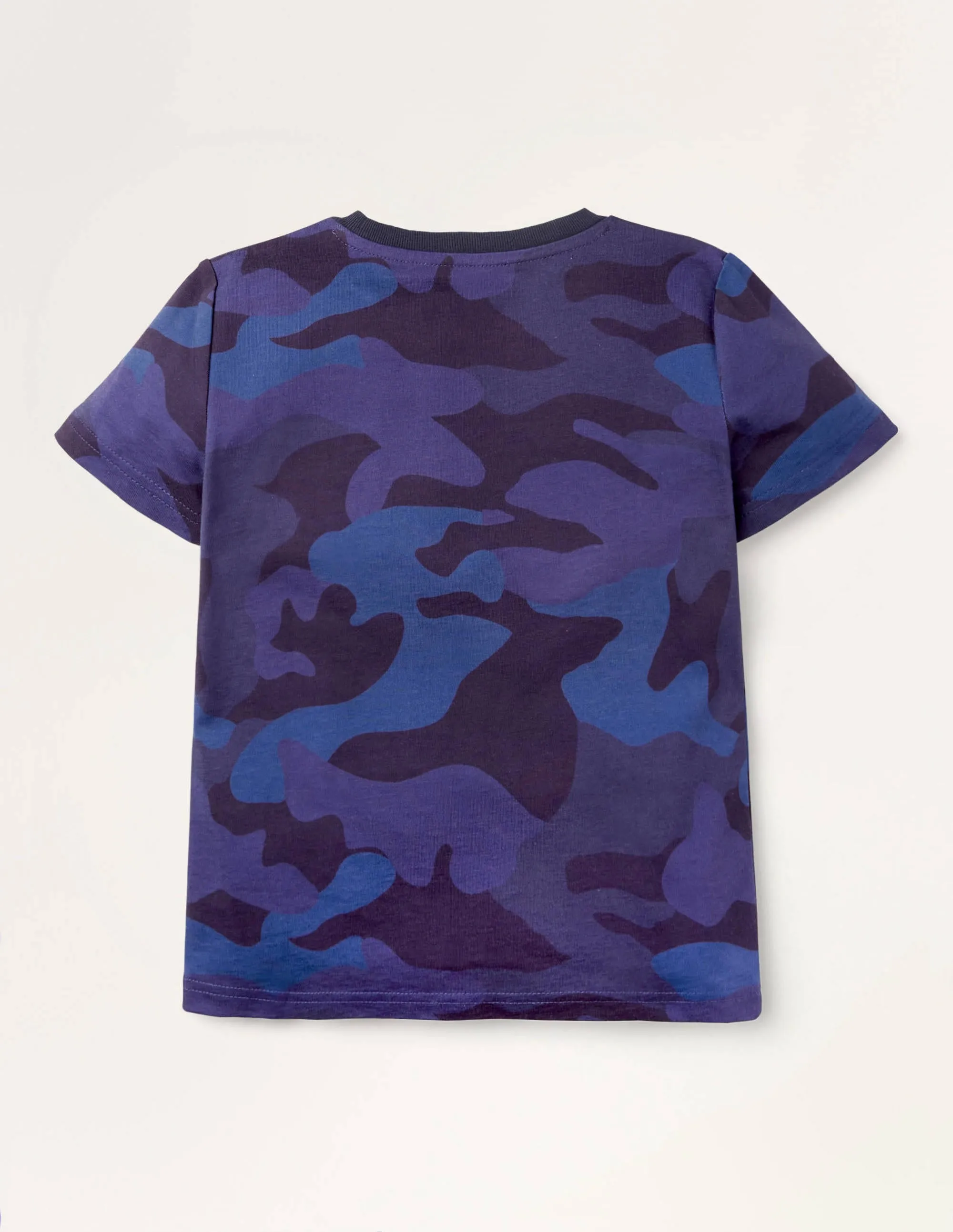 Embroidered Printed T-Shirt-College Navy