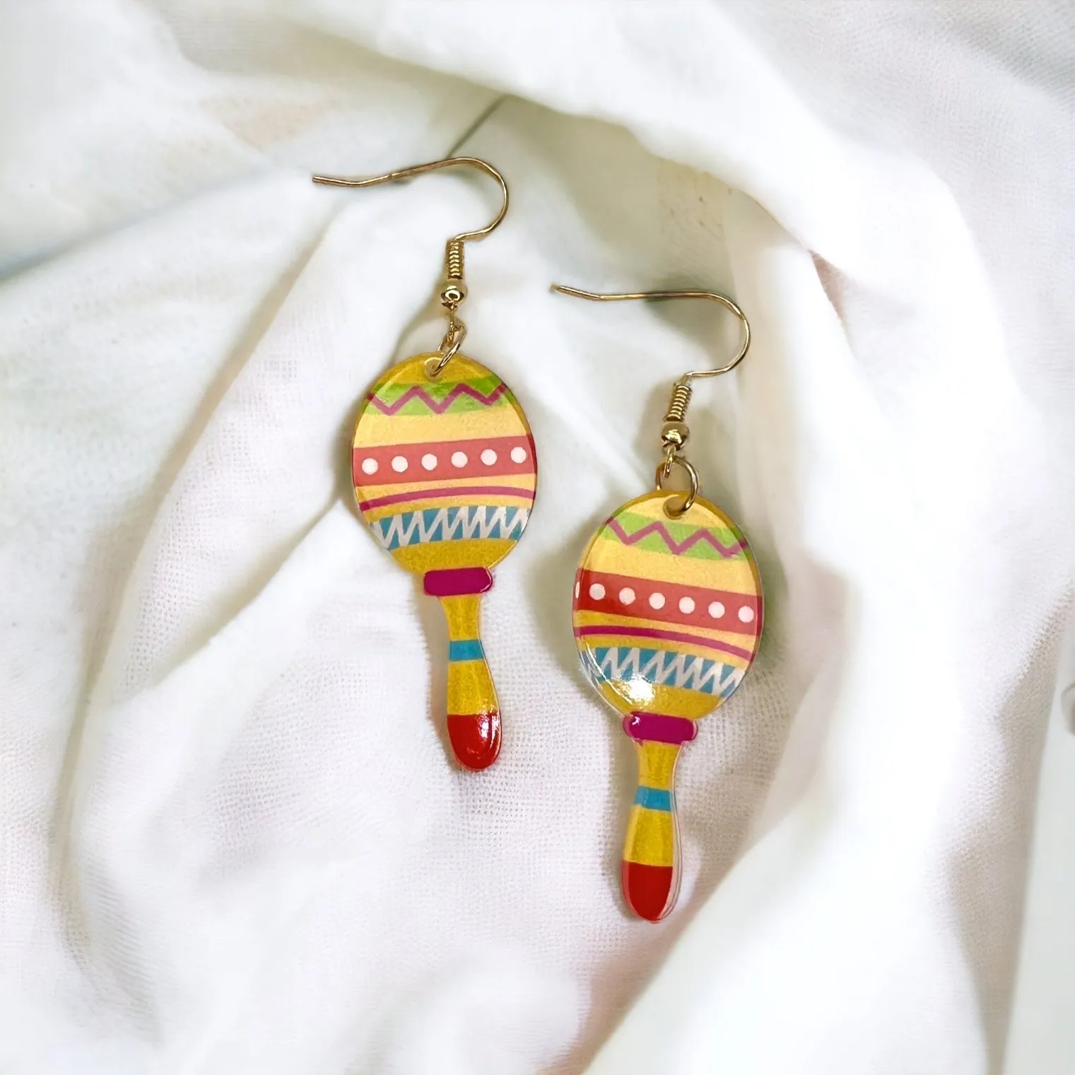 Fiesta Maracas Earrings - Mexican Noise Makers, Halloween Earrings, Halloween Costume, Cinco de Mayo, Taco Tuesday, Dia de los Muertos