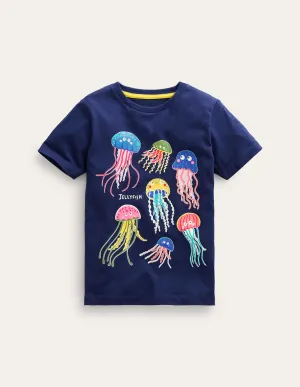 Glow-in-the-dark T-shirt-College Navy Jellyfish