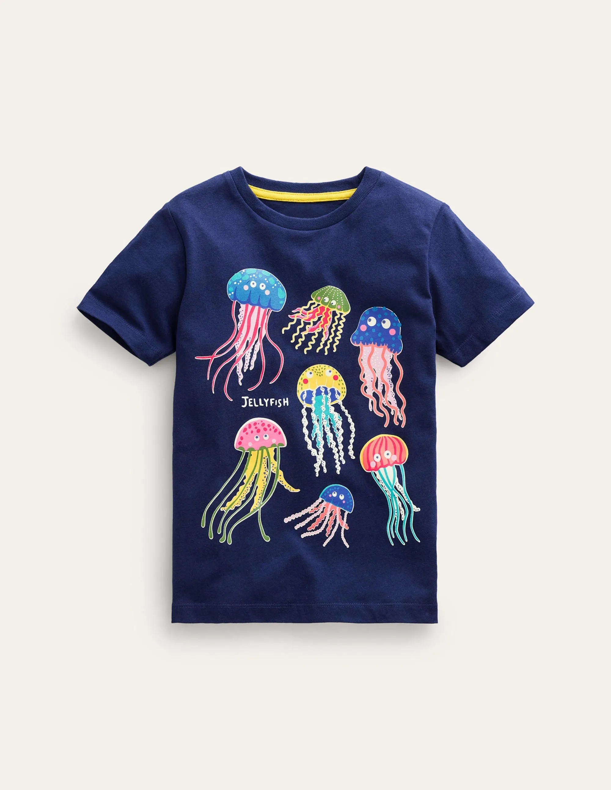 Glow-in-the-dark T-shirt-College Navy Jellyfish