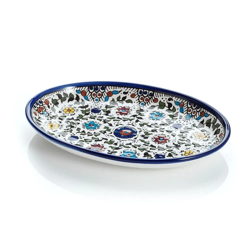 Hand-painted West Bank Oval Tray