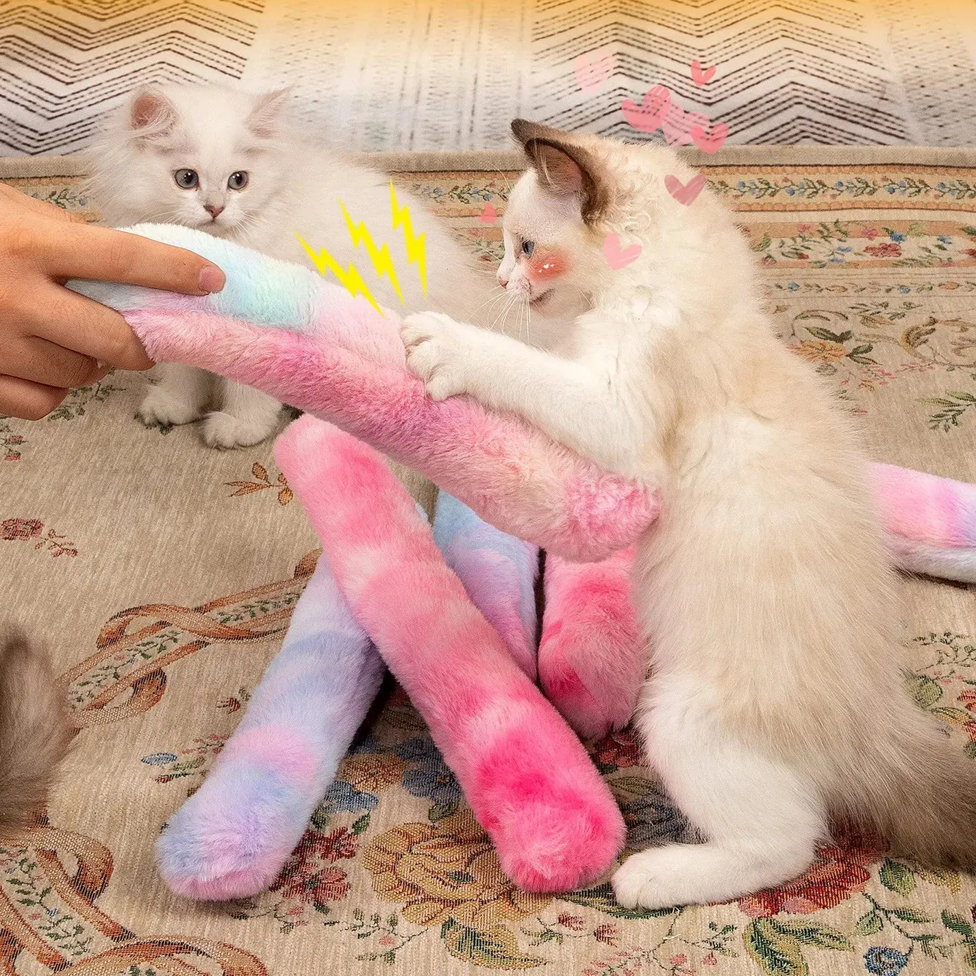 Interactive Plush Catnip Chew Toy for Cats - Colorful Tie-Dye Design