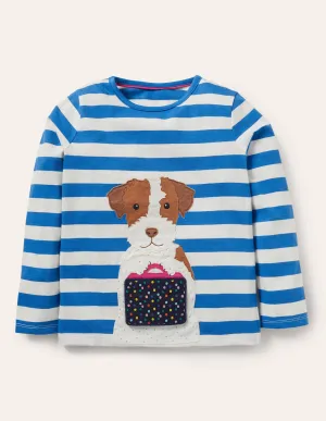 Lift-the-flap T-shirt-Ivory/ Moroccan Blue Sprout