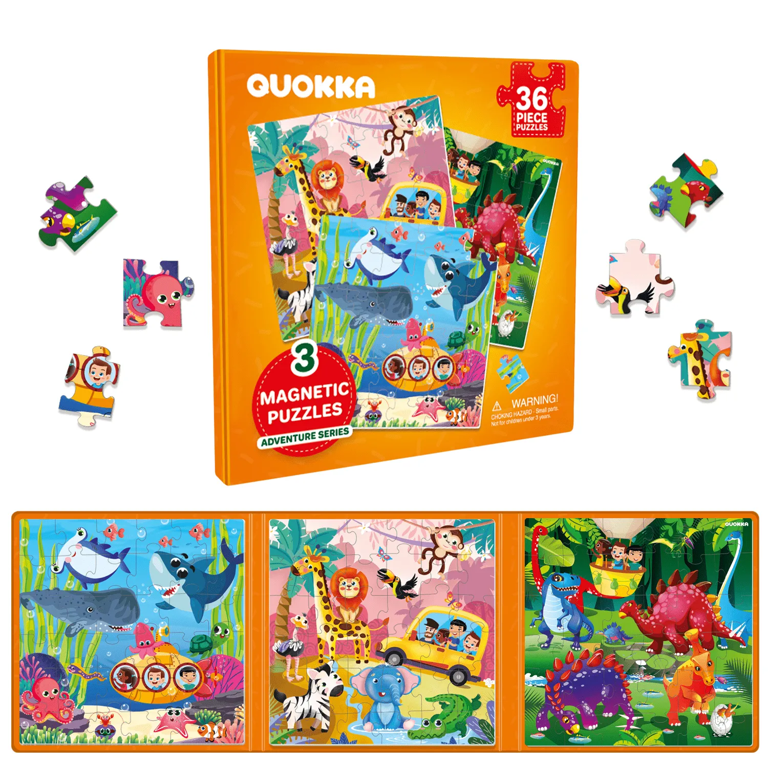 Magnetic Book 3x36 Pcs Puzzles for Kids |  Ocean & Safari Animals