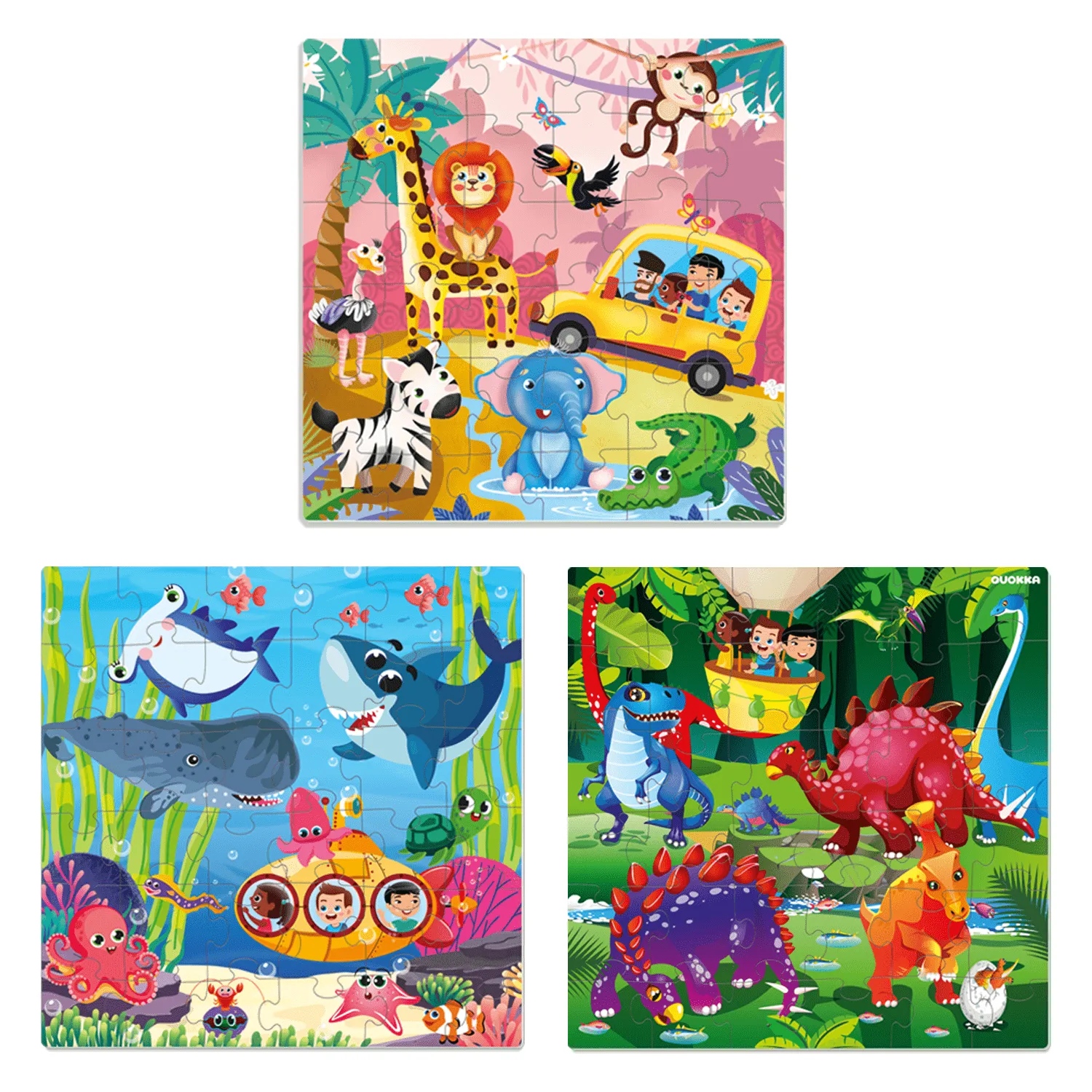Magnetic Book 3x36 Pcs Puzzles for Kids |  Ocean & Safari Animals