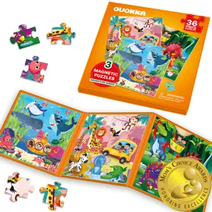 Magnetic Book 3x36 Pcs Puzzles for Kids |  Ocean & Safari Animals
