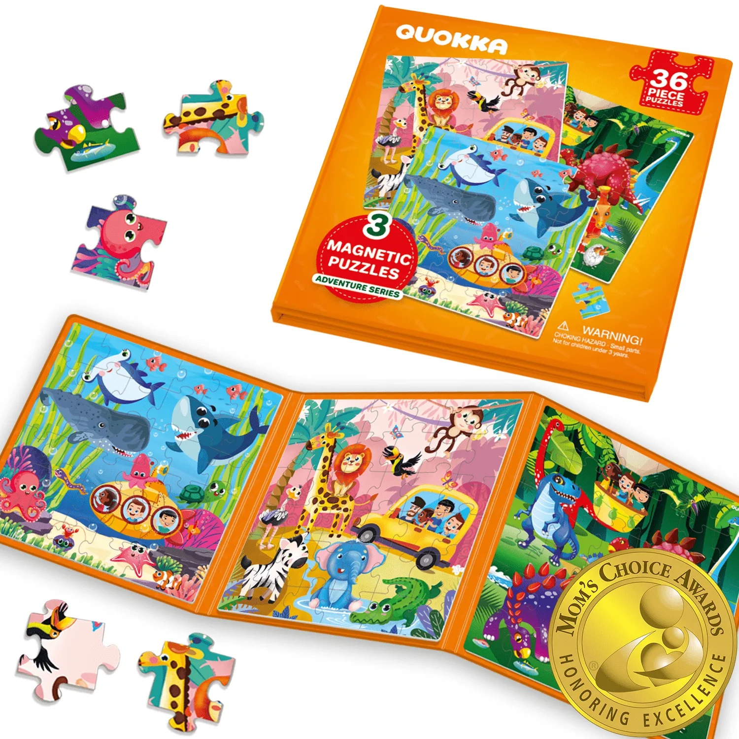 Magnetic Book 3x36 Pcs Puzzles for Kids |  Ocean & Safari Animals