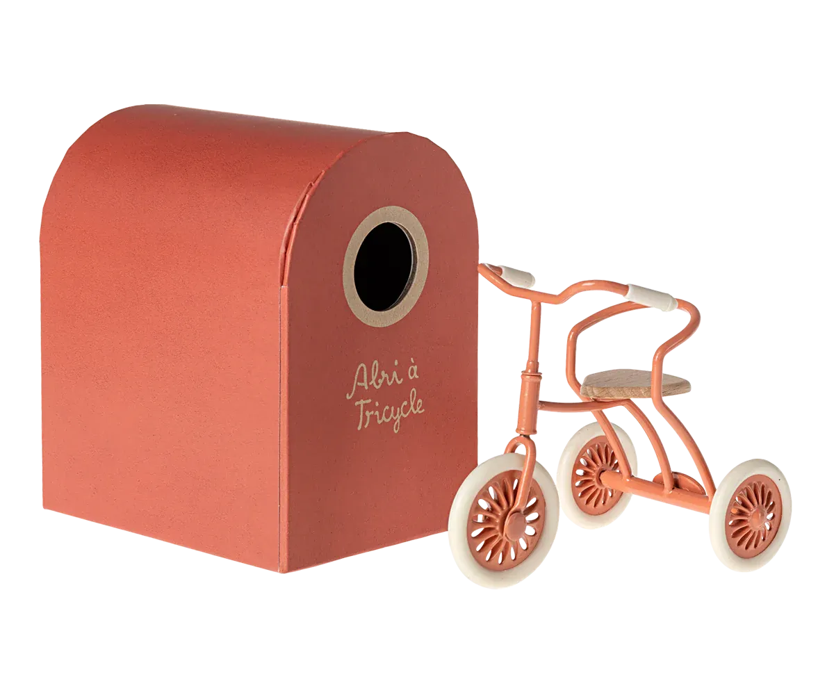 Maileg Abri à Tricycle for Mouse in Coral