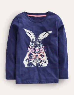 Metallic Logo T-shirt-College Navy Bunny