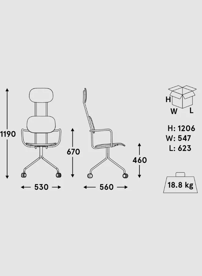 New School Plywood Chair with Headrest and Fixed Base with Castors (Customizable)