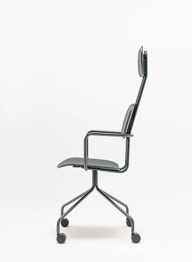 New School Plywood Chair with Headrest and Fixed Base with Castors (Customizable)