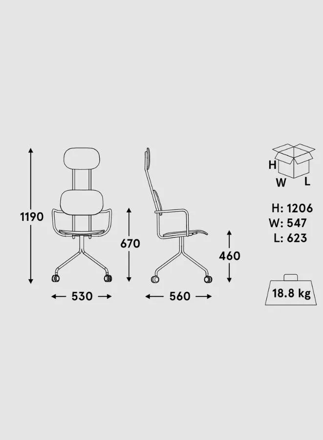 New School Upholstered Chair Fixed Headrest, Base with Castors (Customizable)