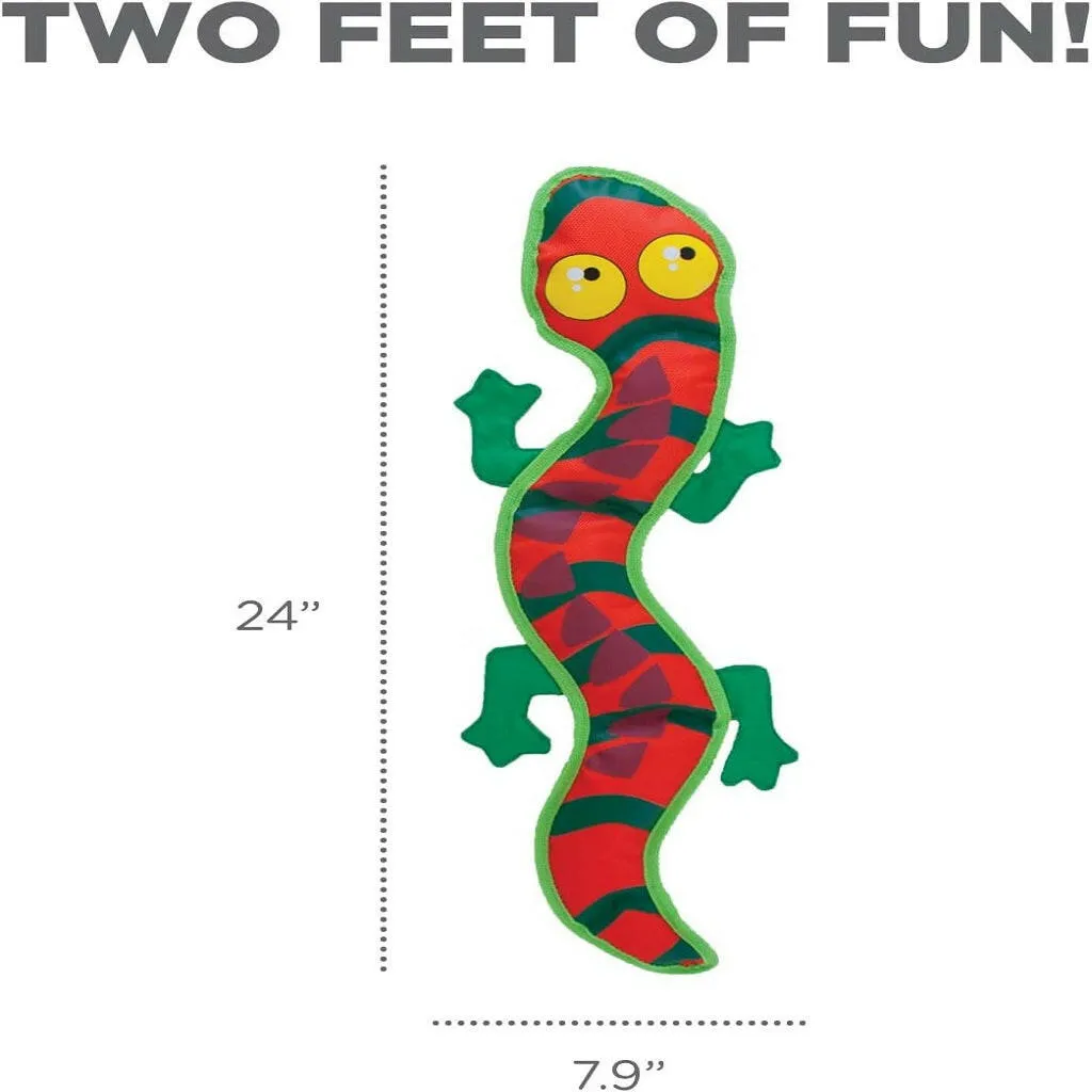 Outward Hound Fire Biterz Gecko Plush Firehose Material Dog Toy, Large