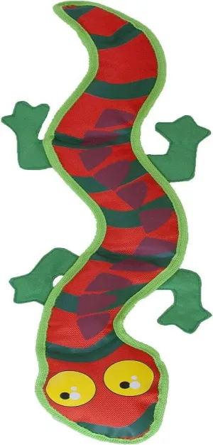 Outward Hound Fire Biterz Gecko Plush Firehose Material Dog Toy, Large