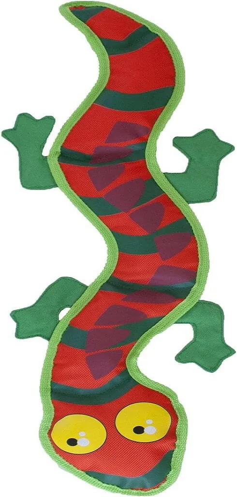 Outward Hound Fire Biterz Gecko Plush Firehose Material Dog Toy, Large