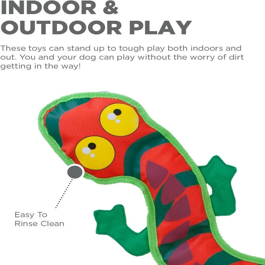 Outward Hound Fire Biterz Gecko Plush Firehose Material Dog Toy, Large