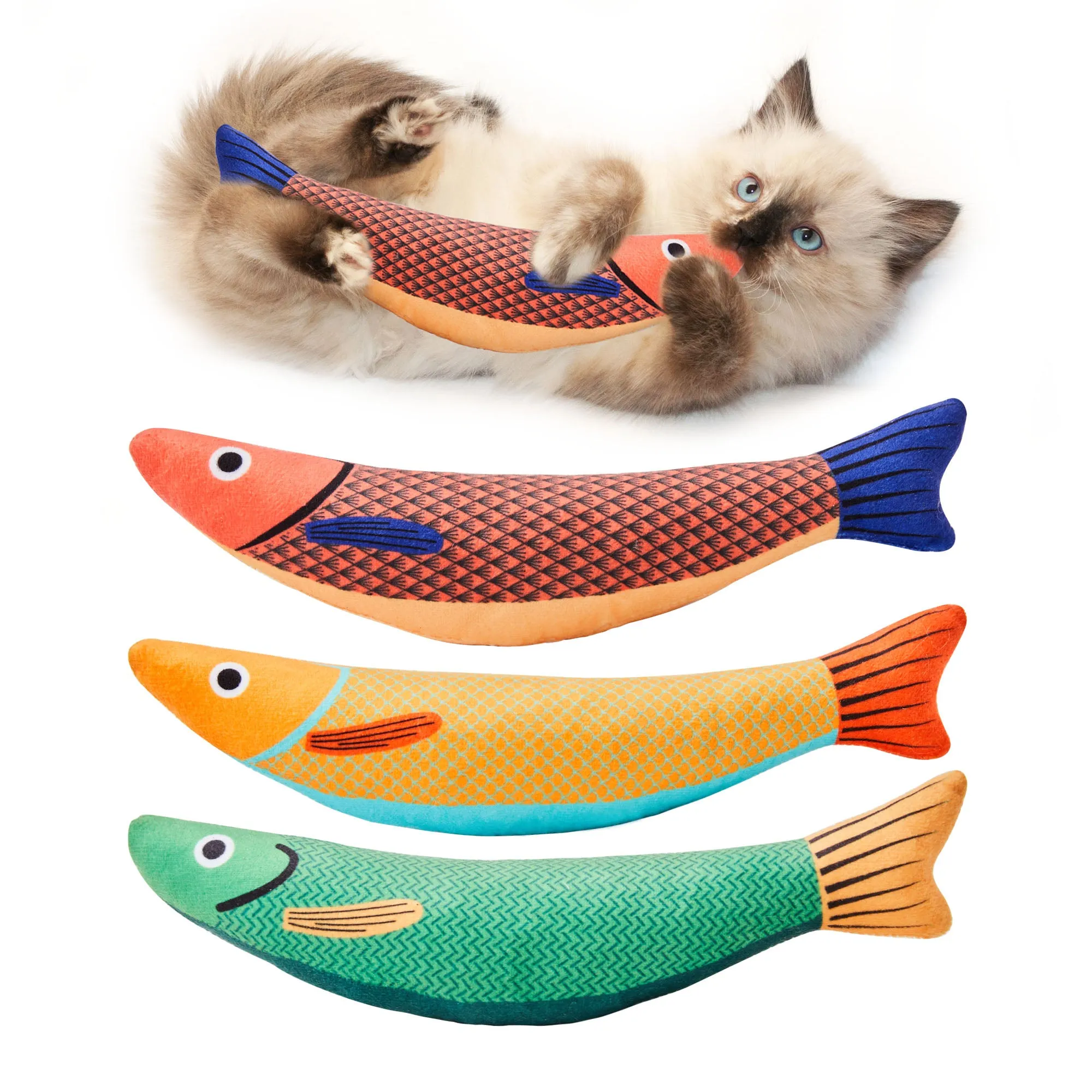 Potaroma Cat Toys Saury Fish, 3 Pack Catnip Crinkle Sound Toys