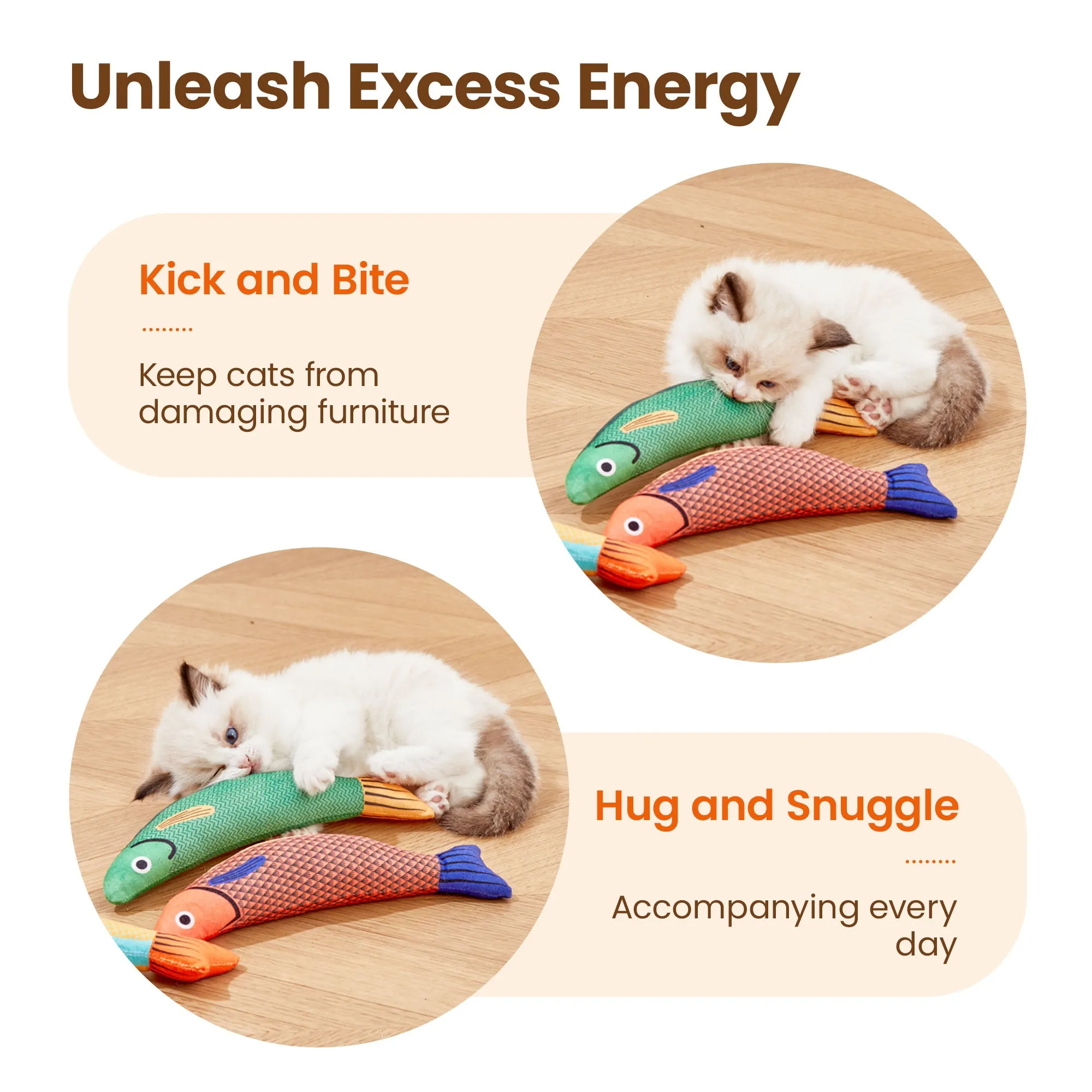 Potaroma Cat Toys Saury Fish, 3 Pack Catnip Crinkle Sound Toys