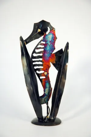 Recycled Tin seahorse with plants