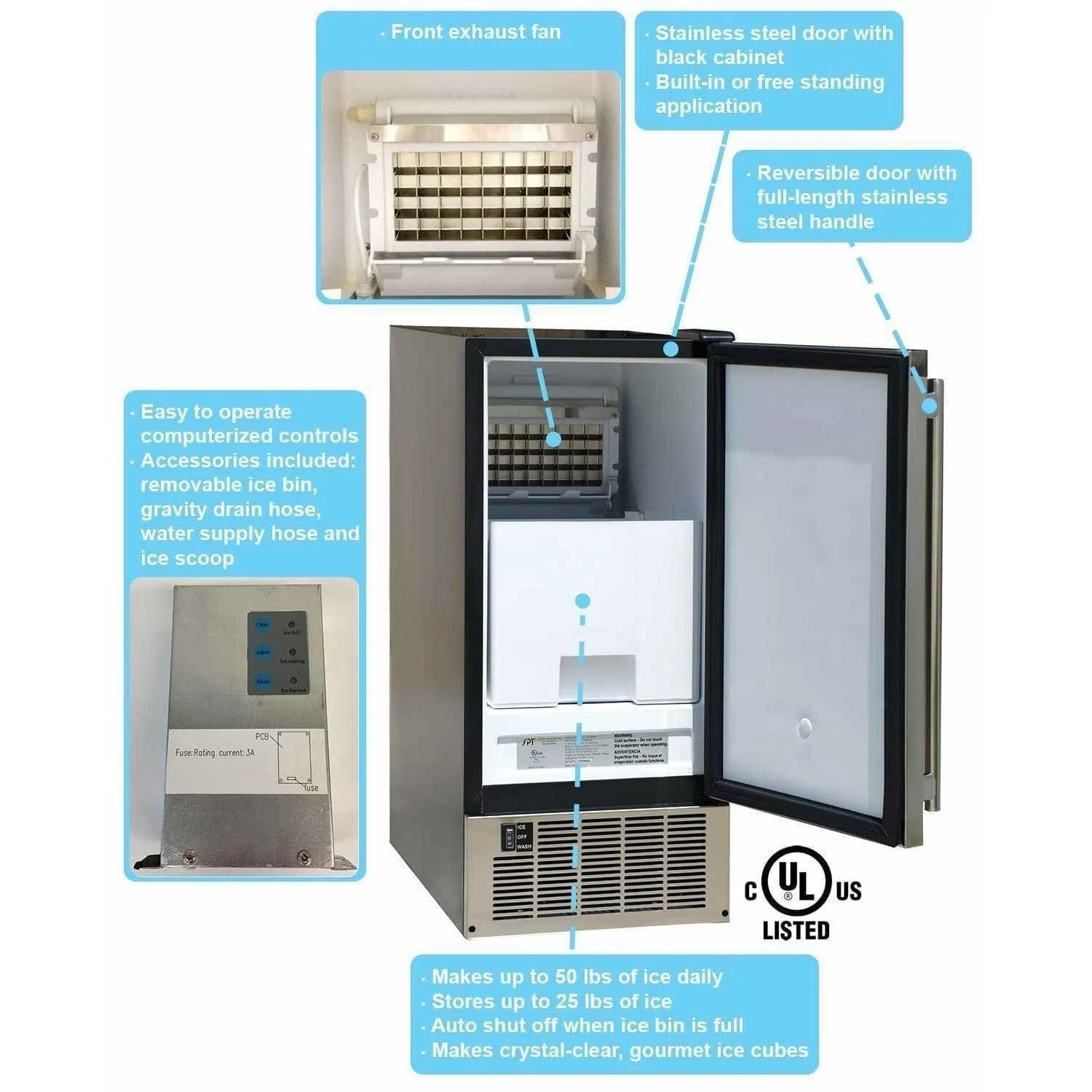 Sunpentown Under-Counter Ice Maker IM-600US