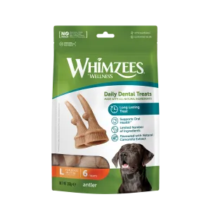 Whimzees All Natural Dental Treats for Dogs Antler L 6pcs