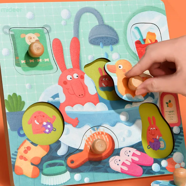 Wooden Peg Puzzle: Bath Time