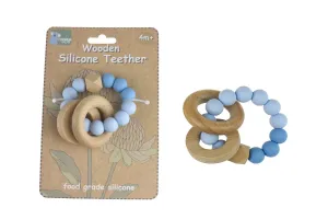 Wooden Silcone Teether - Baby Blue