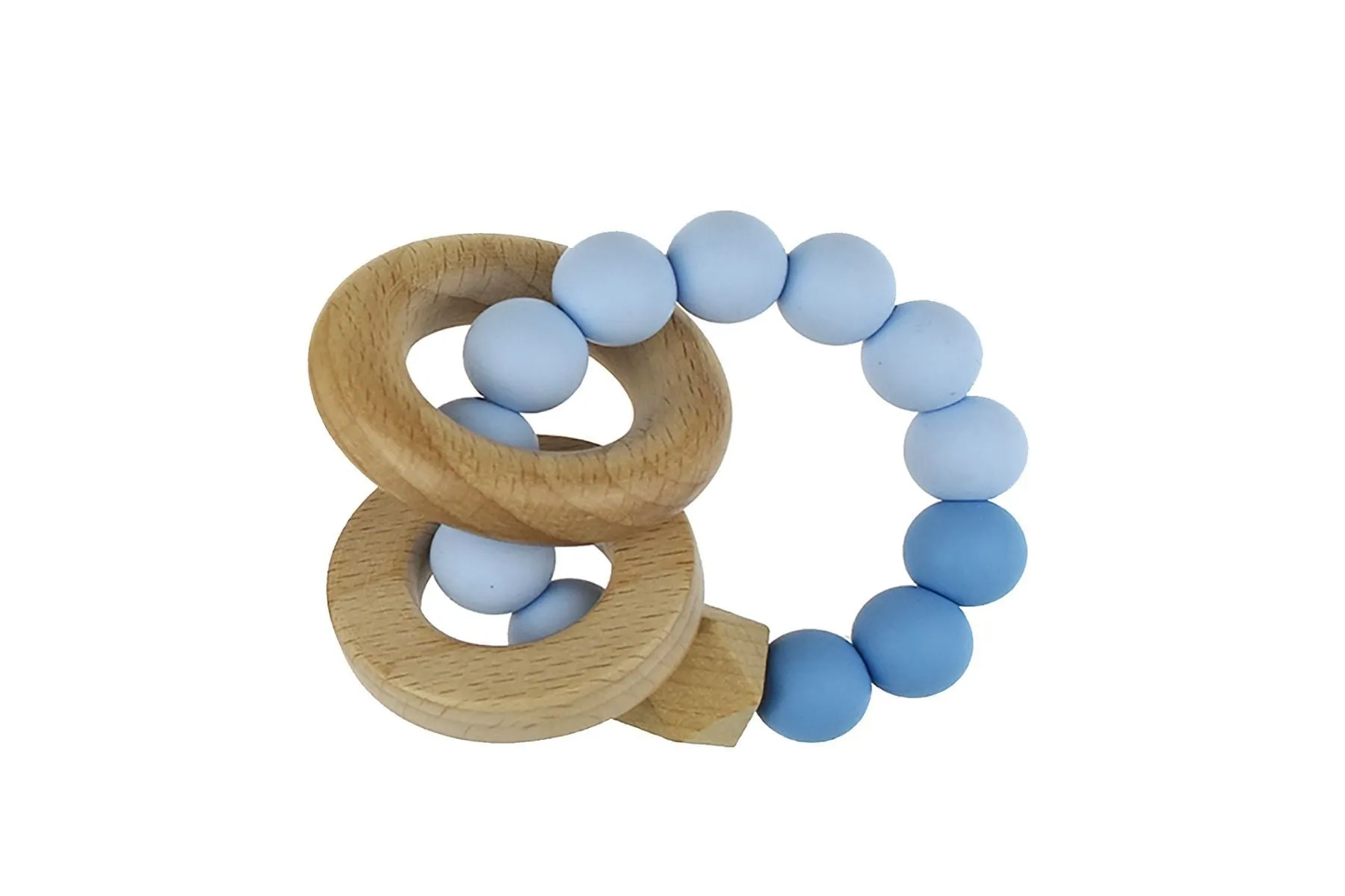 Wooden Silcone Teether - Baby Blue